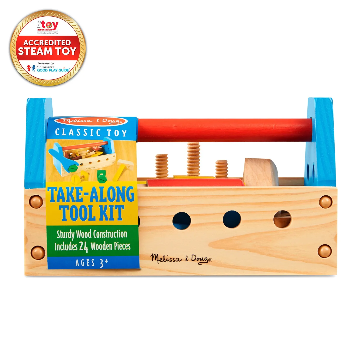 Melissa & Doug Wooden Take-Along Tool Kit Gereedschapskist 24-delig