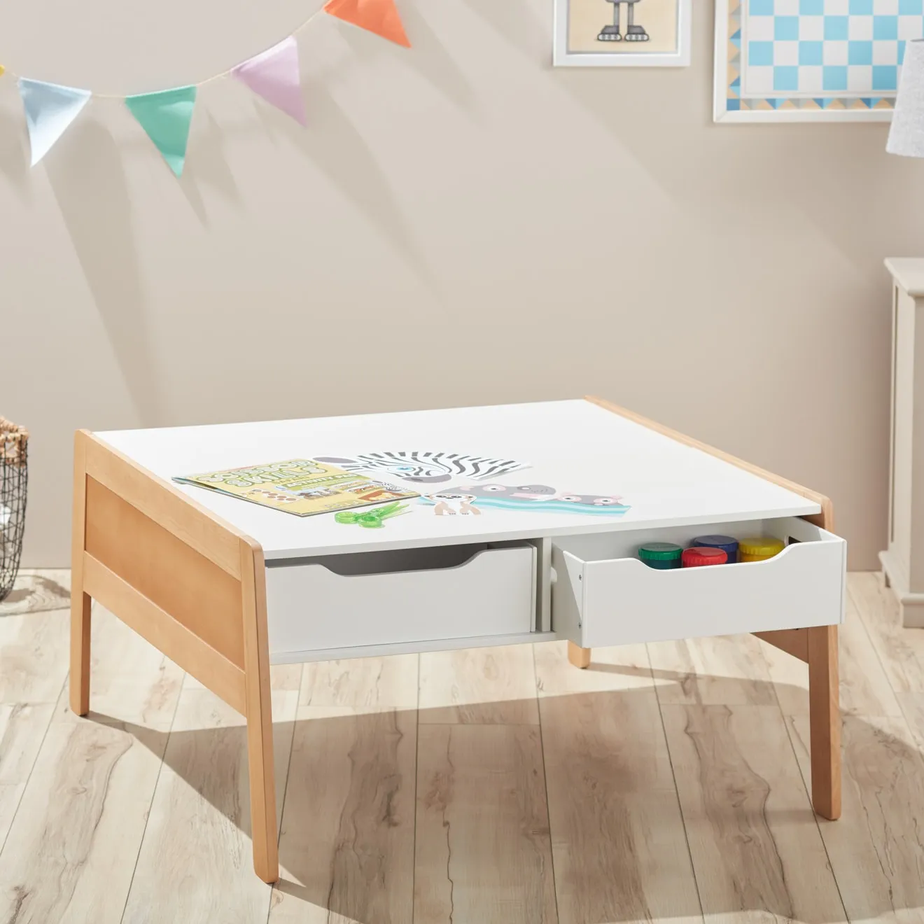 Melissa & Doug Wooden Art Activity Table speeltafel met bakken hout