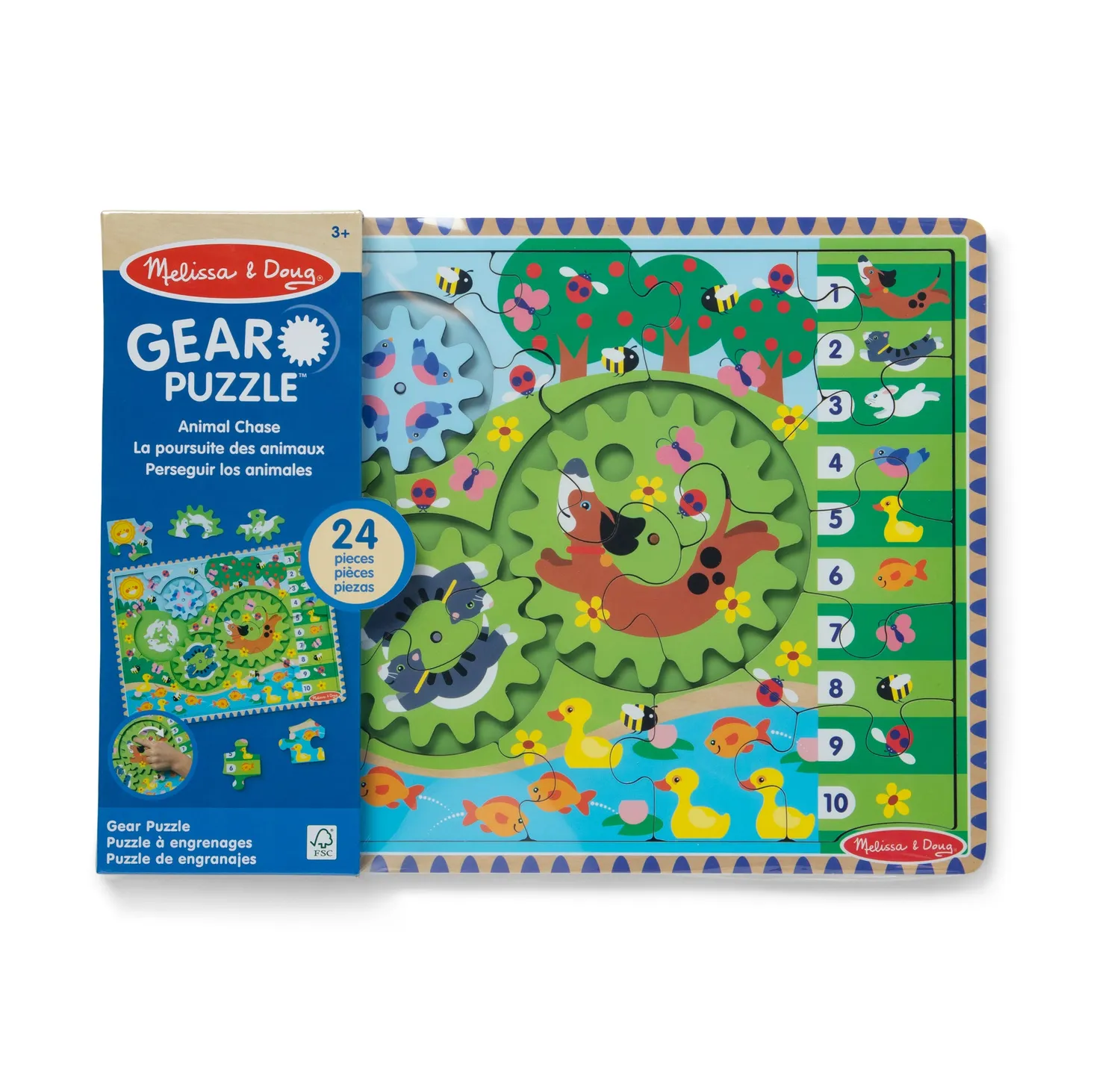 Melissa & Doug Animal Chase puzzel hout 24 stukjes 3+ jaar
