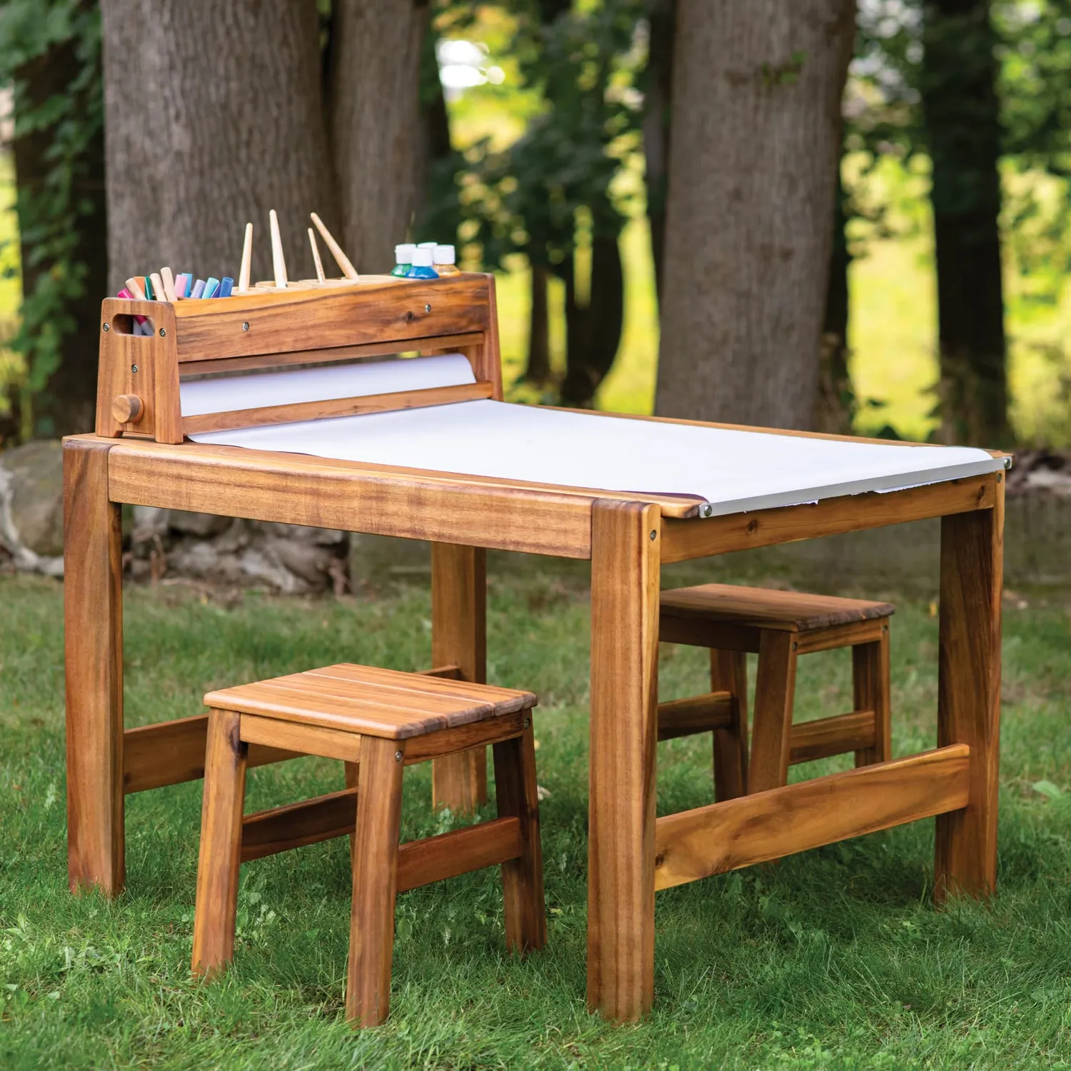Guidecraft Acadia Outdoor Art Activity Table and Stool Set kindertafel hout