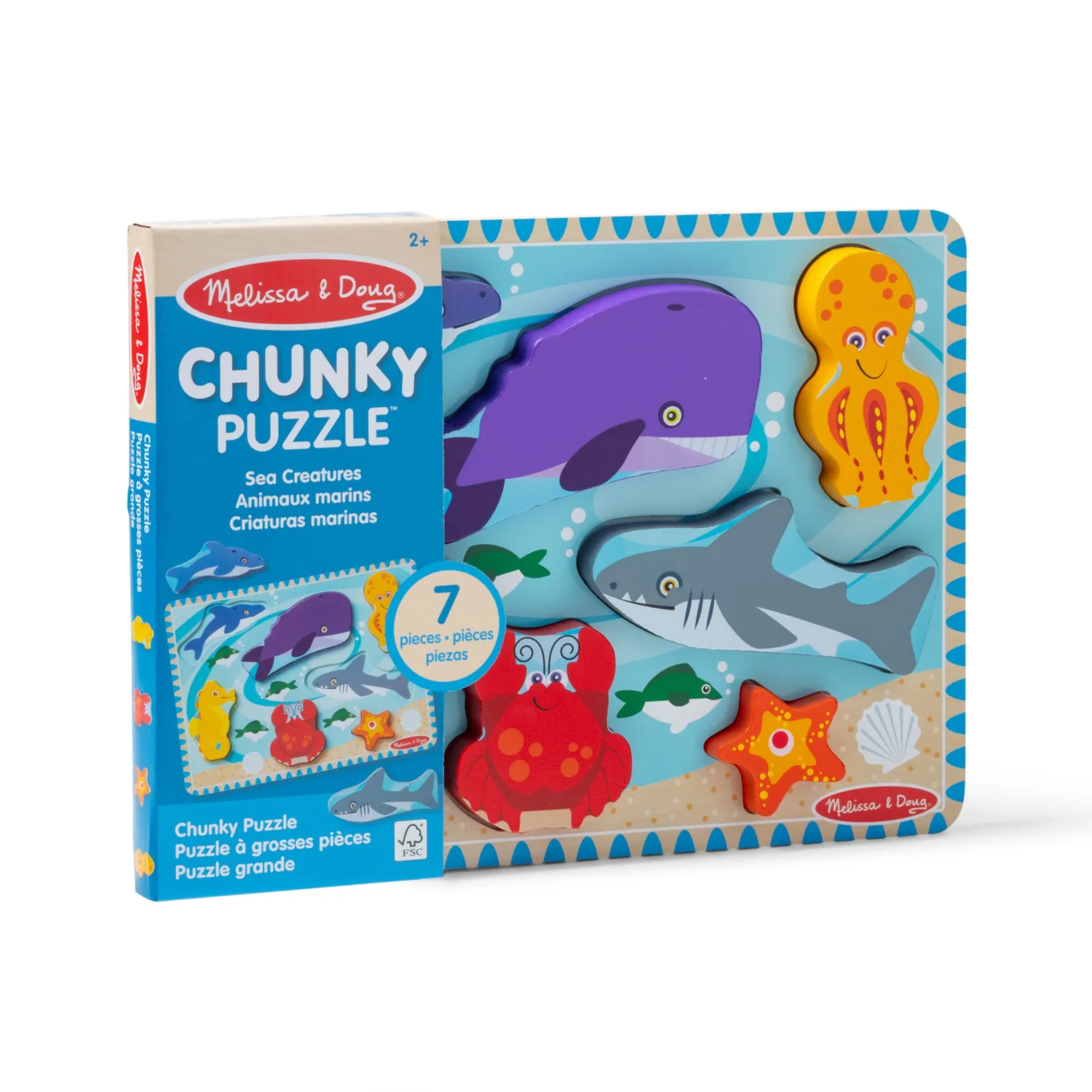 Melissa & Doug Sea Creatures Chunky Puzzel 7 stukjes hout