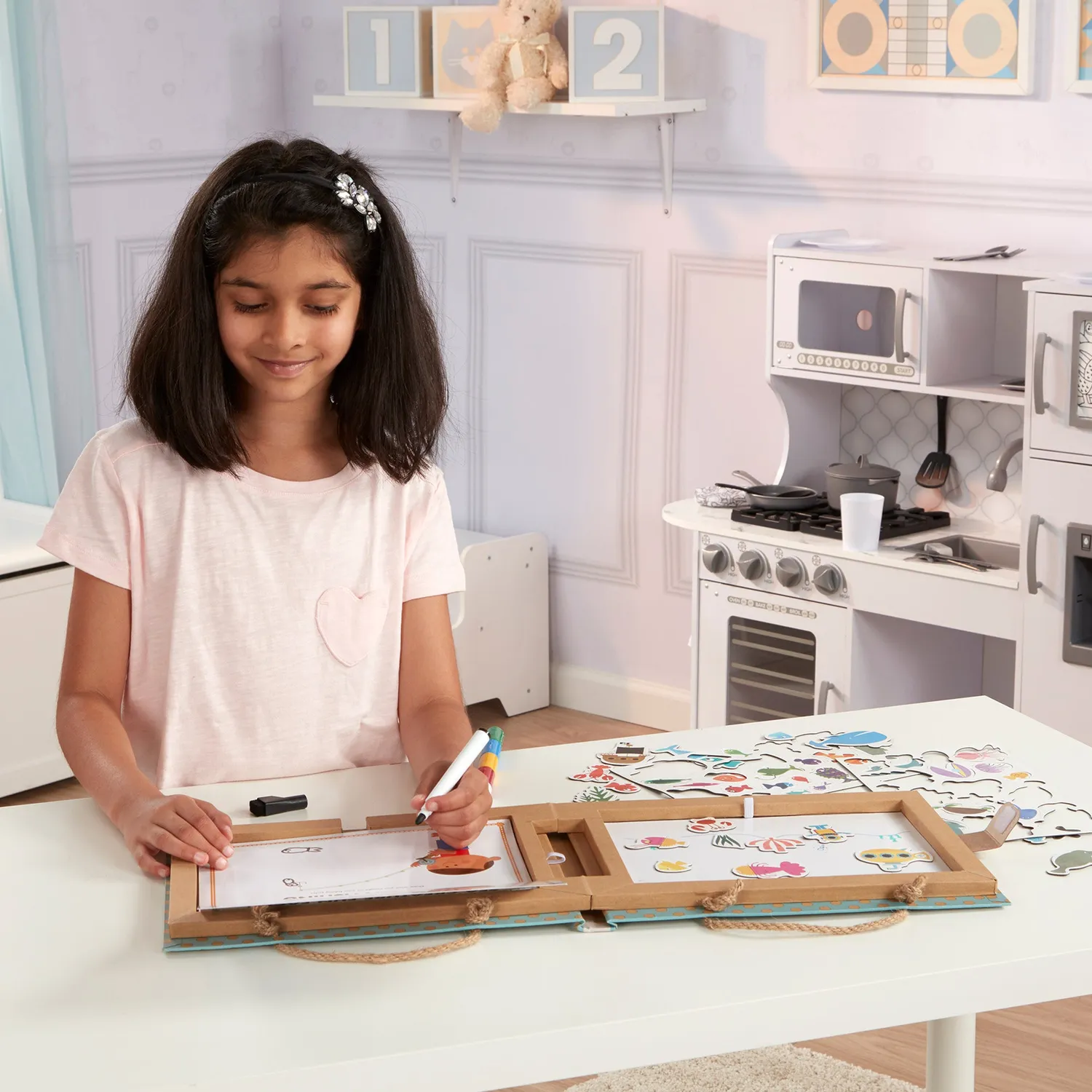 Melissa & Doug Natural Play Ocean Tekenkoffer Herbruikbaar Oceaan
