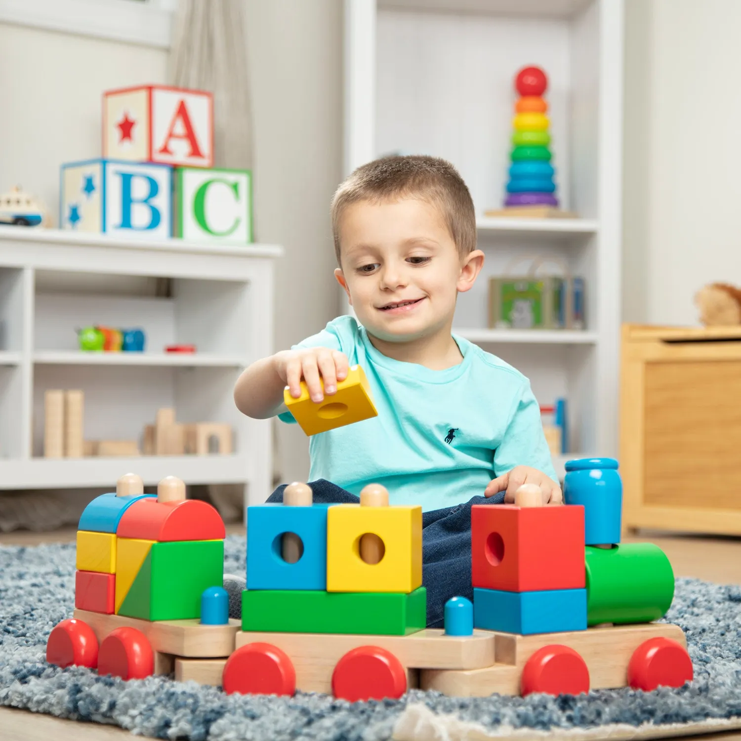 Melissa & Doug Jumbo Stacking Train houten trein classic 14-delig