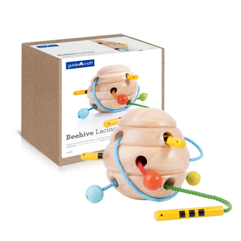 Guidecraft Beehive Lacing rijgspel bijenkorf 3 bijtjes