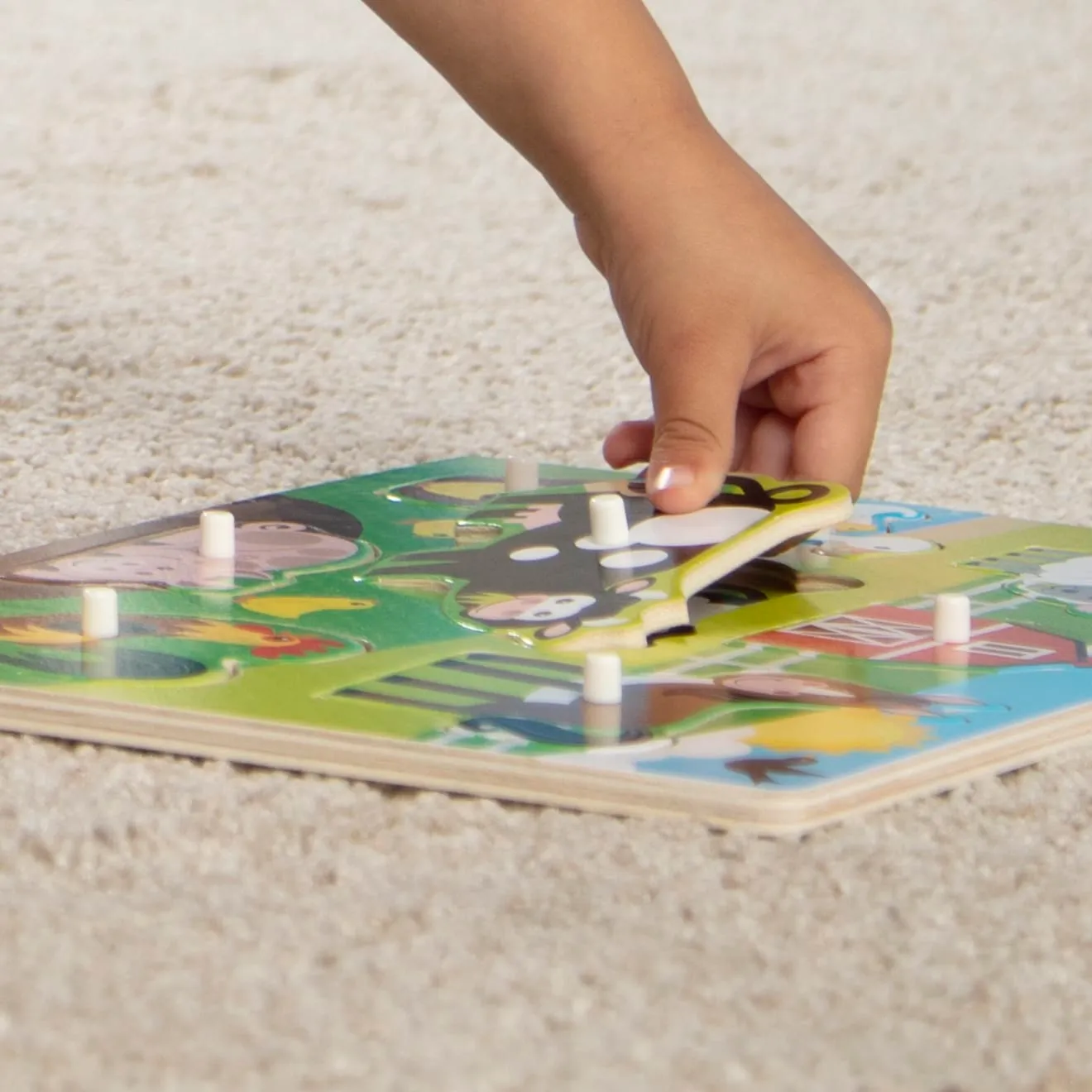 Melissa & Doug Farm Peg Puzzle houten puzzel 8 stukjes boerderij