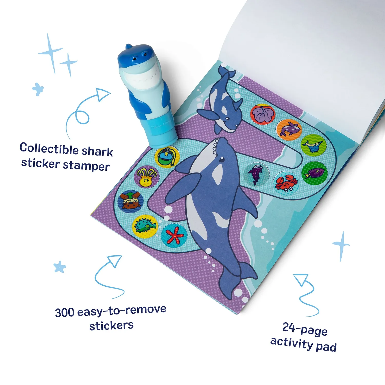 Melissa & Doug Sticker WOW Shark stickerboek met stamper