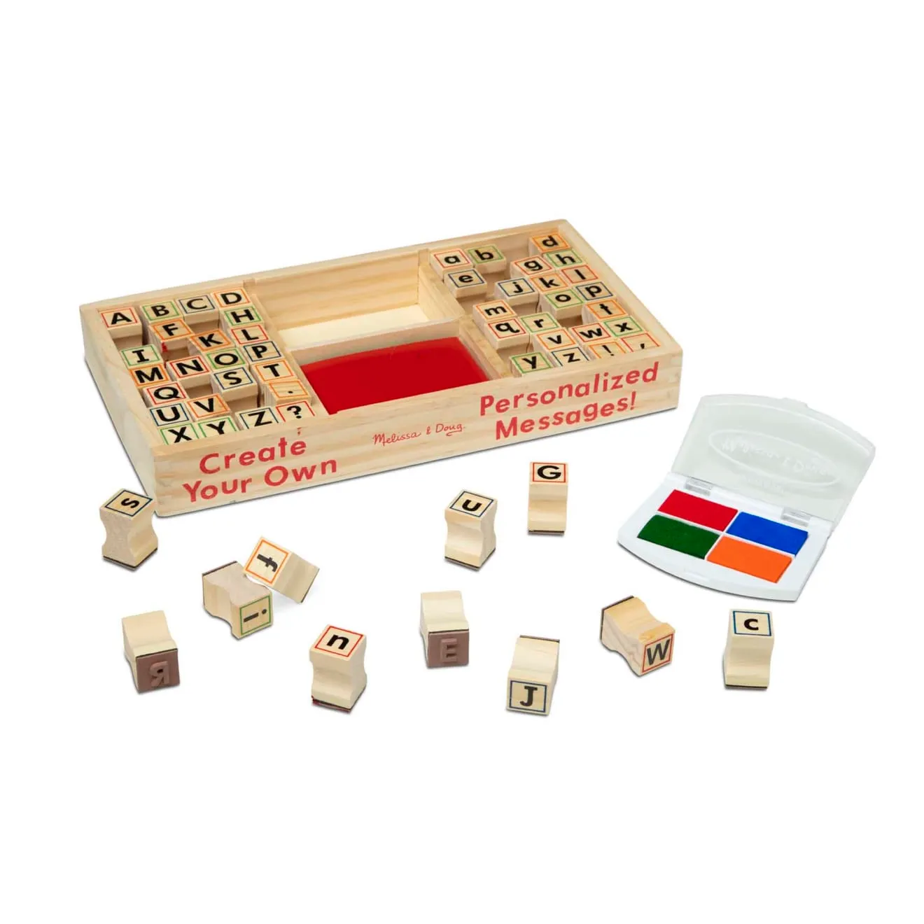 Melissa & Doug Alphabet stempelset 56-delig houten letters