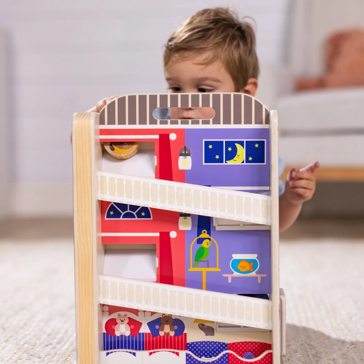 Melissa & Doug GO Tots Town House Tumble rollenbaan hout