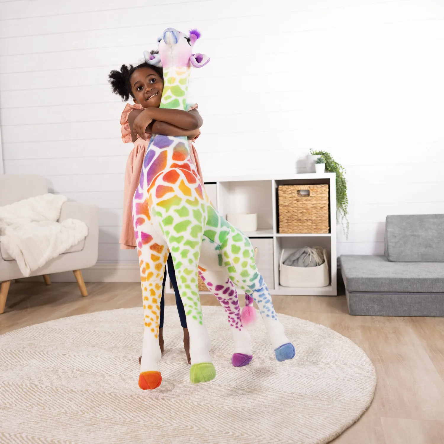 Melissa & Doug Rainbow Giraffe knuffel 120 cm regenboog
