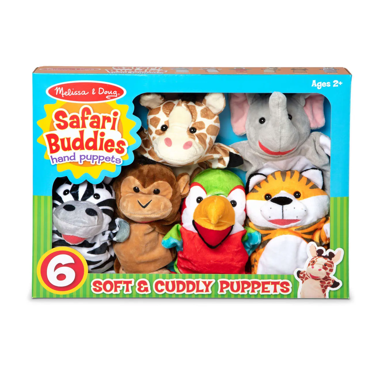 Melissa & Doug Safari Buddies handpoppen 6 stuks