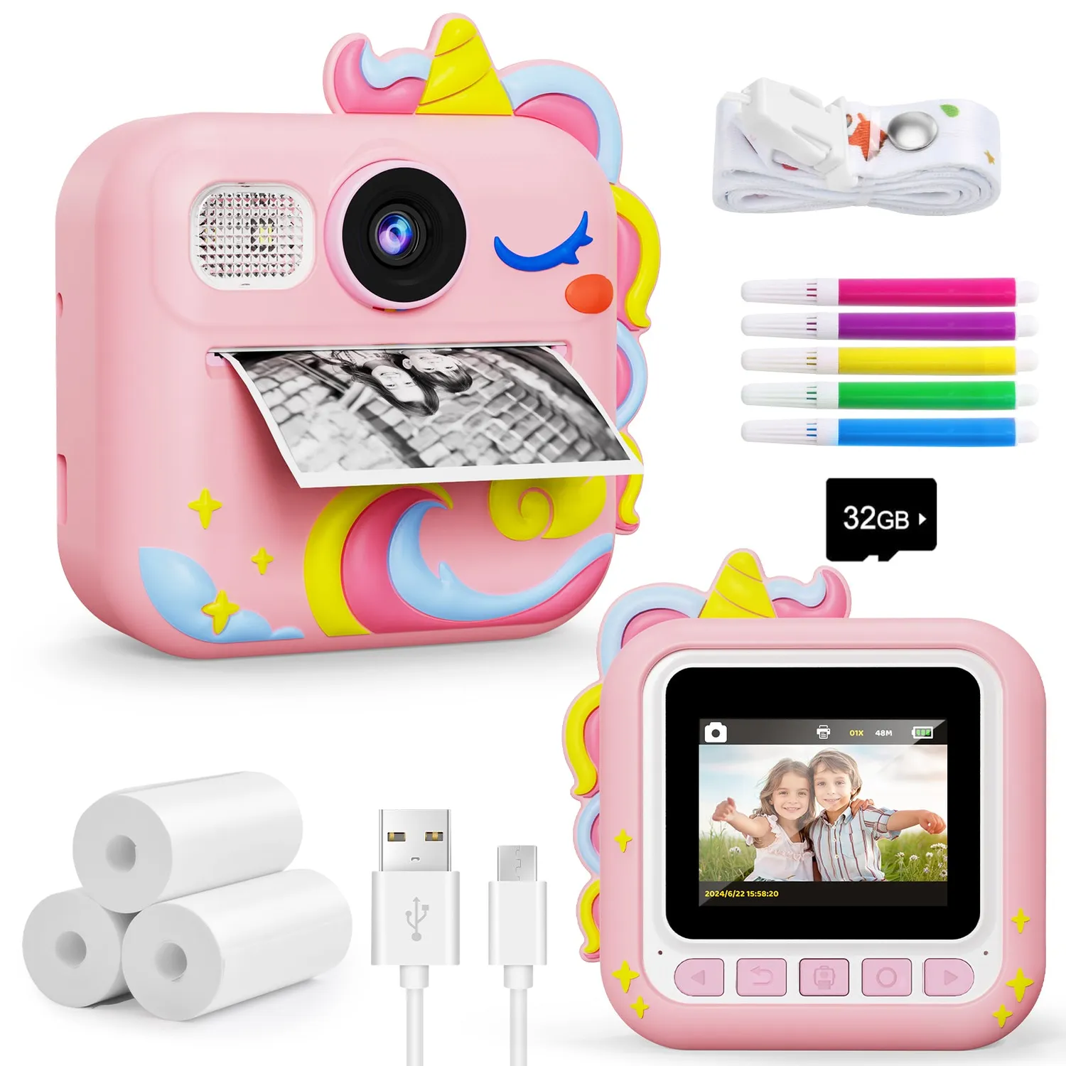 KOKODI Kids Instant Print Camera kindercamera roze