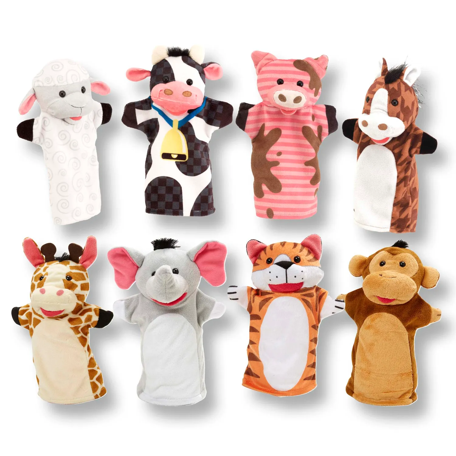 Melissa & Doug Boerderij en Zoo handpoppen dieren 8 stuks