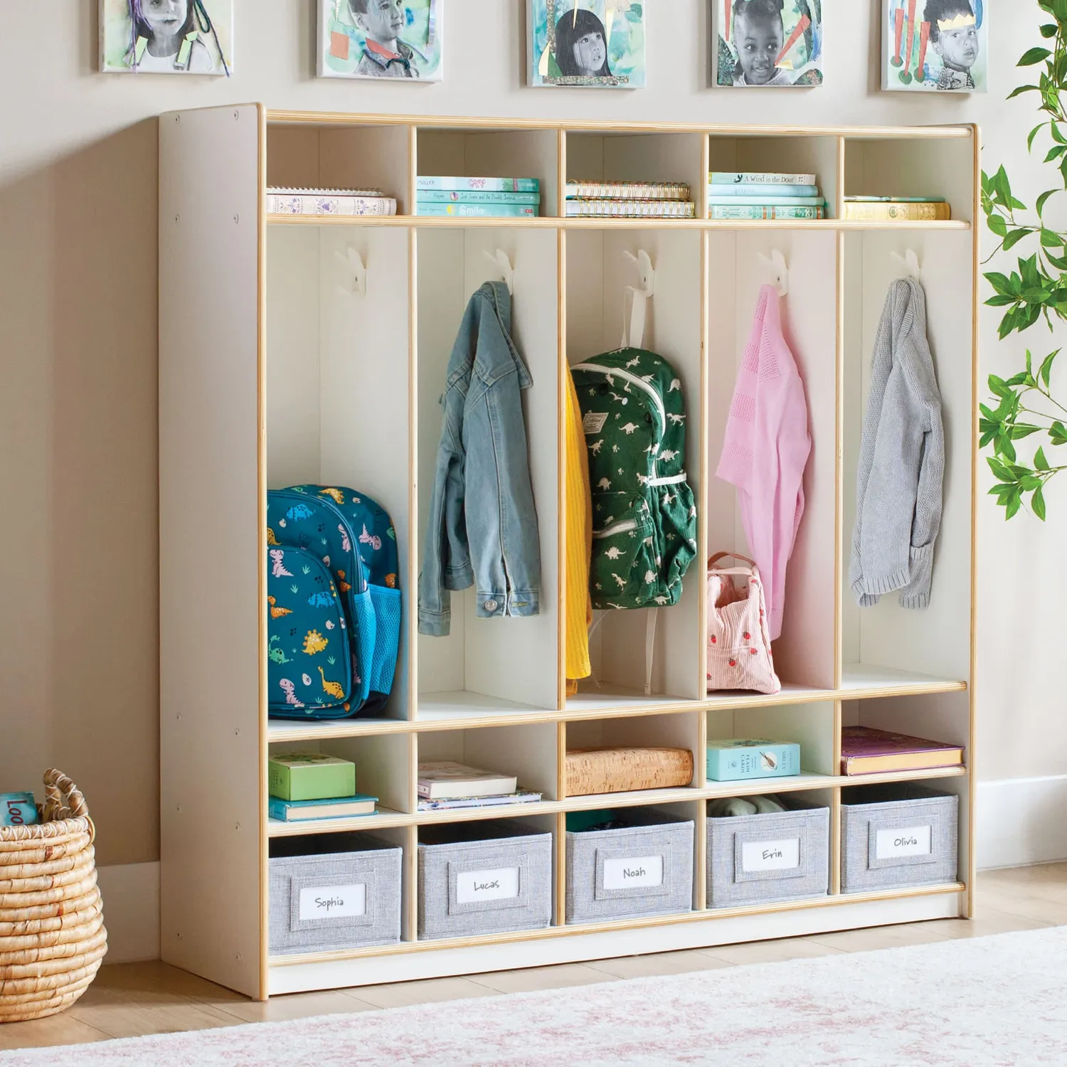 Guidecraft EdQ 5-vaks locker kinderkast naturel berkenhout