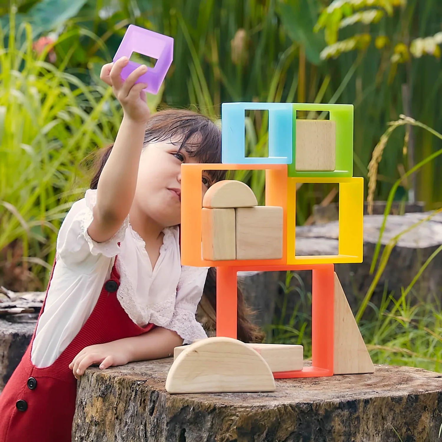 Guidecraft Discovery Squares stapelblokken naturel 2 jaar