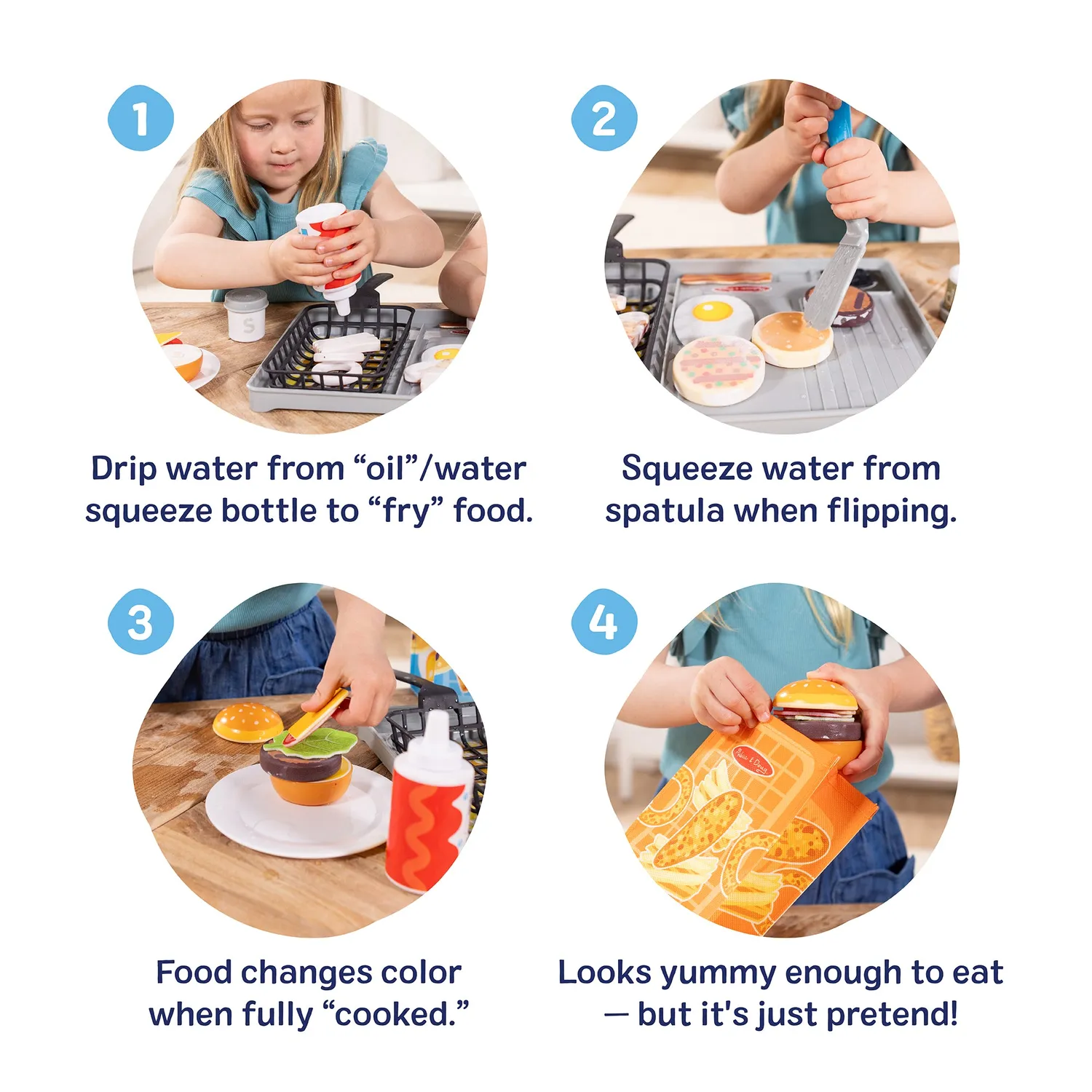 Melissa & Doug Water WOW Flip & Fry grill speelset verkleurend