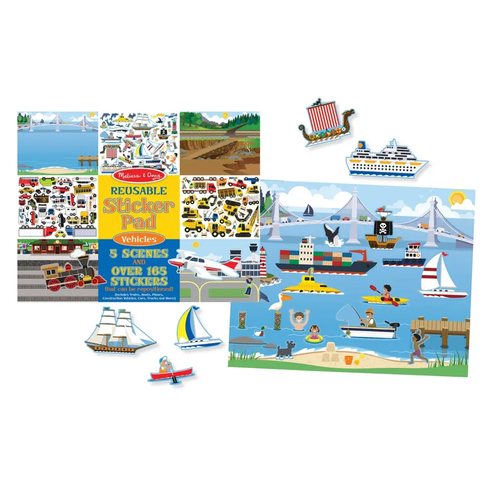 Melissa & Doug Reusable Sticker Pad Vehicles stickerboek voertuigen