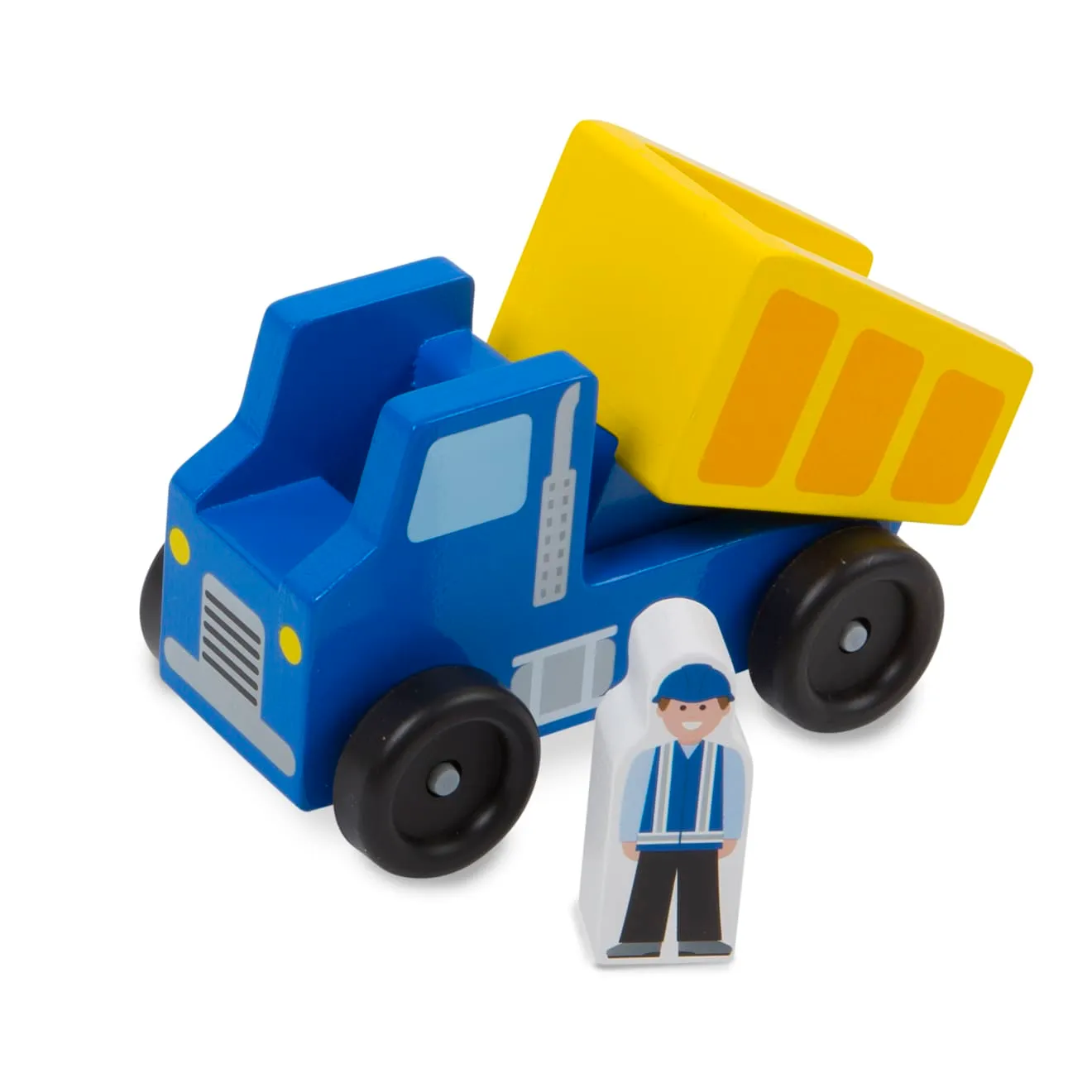 Melissa & Doug Classic Wooden Toy Construction Vehicle Set bouwvoertuigen