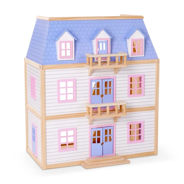 Melissa & Doug Multi-Level houten poppenhuis 3 verdiepingen