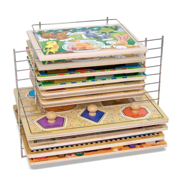 Melissa & Doug Deluxe Puzzelrek Metaal 12 Puzzels