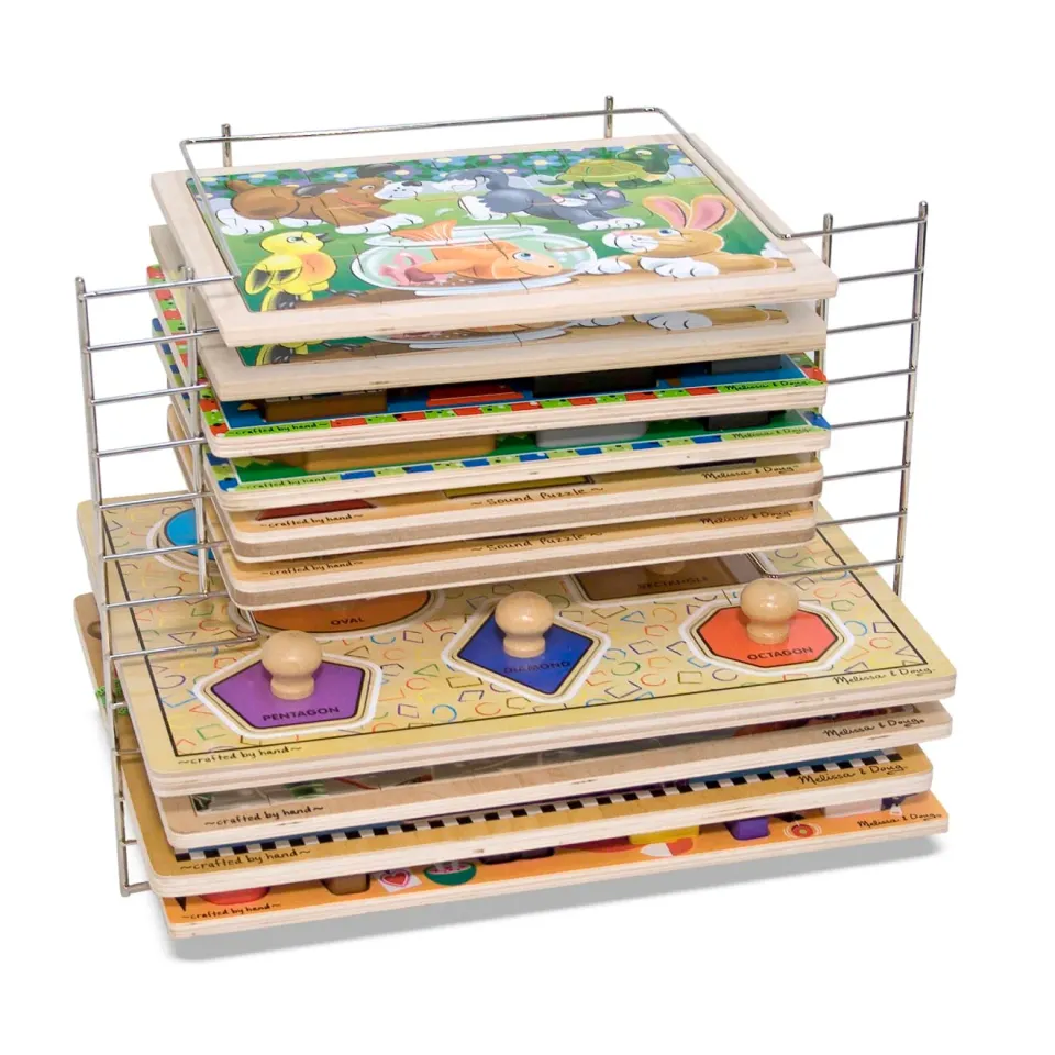 Melissa & Doug Deluxe Puzzelrek Metaal 12 Puzzels
