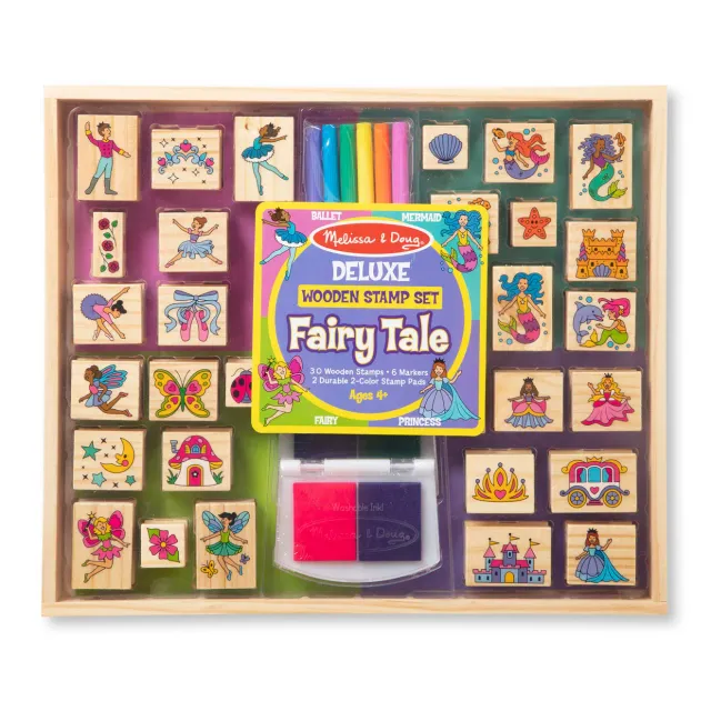 Melissa & Doug Deluxe Fairy Tale stempelset 38-delig sprookjes