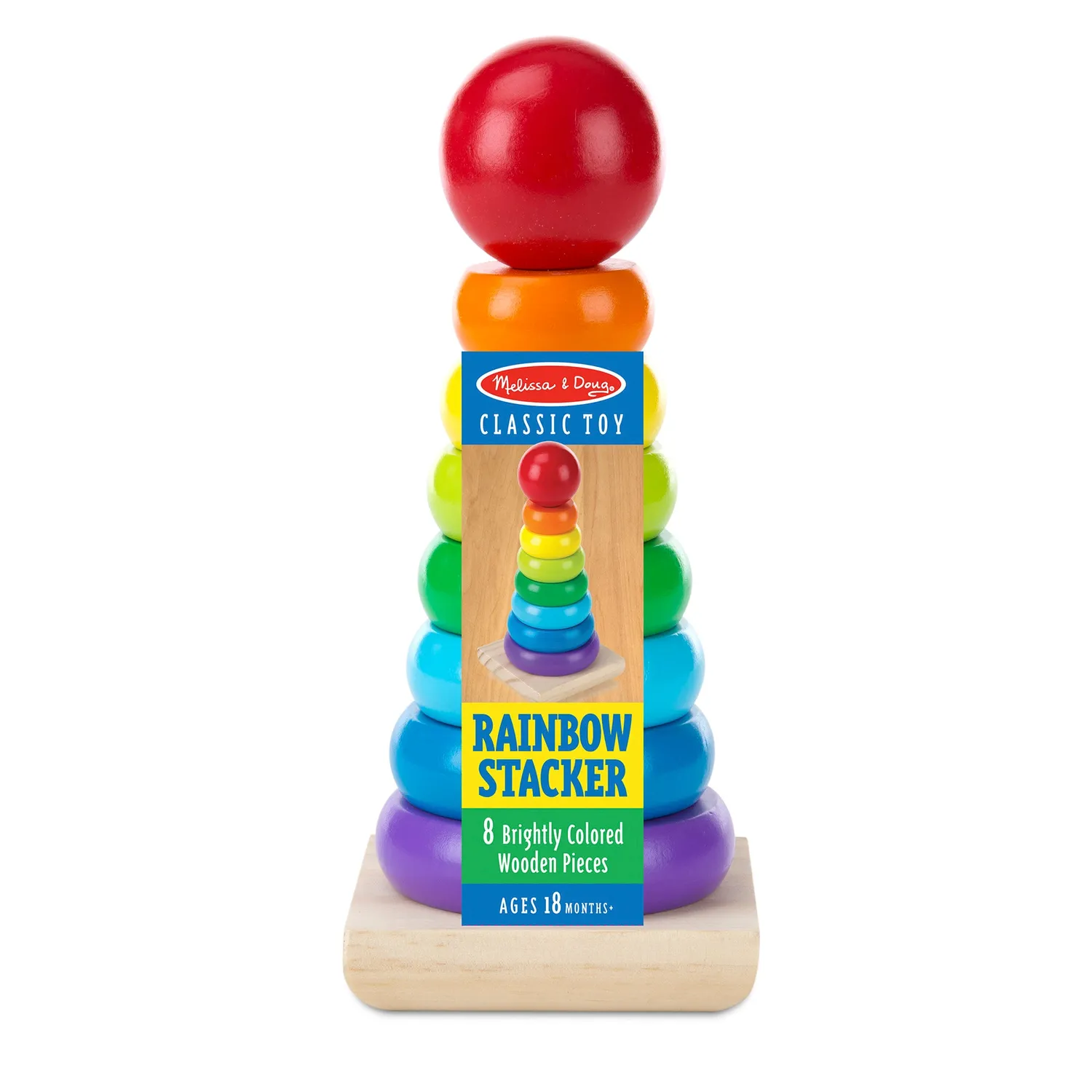 Melissa & Doug Rainbow Stacker stapeltoren hout 8-delig
