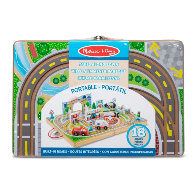 Melissa & Doug Take-Along Town houten speelstad koffer