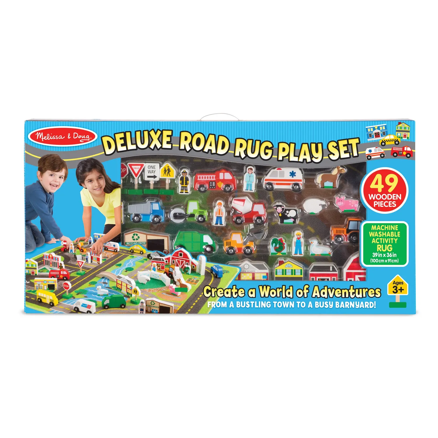 Melissa & Doug Deluxe Road Rug speelkleed 49-delig met autos