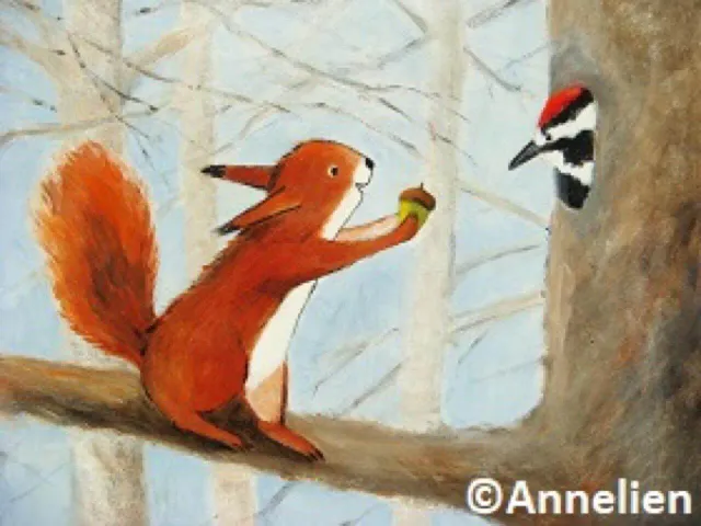 Ginger Fairy Annelien van Daalen Eekhoorn & specht ansichtkaart A6