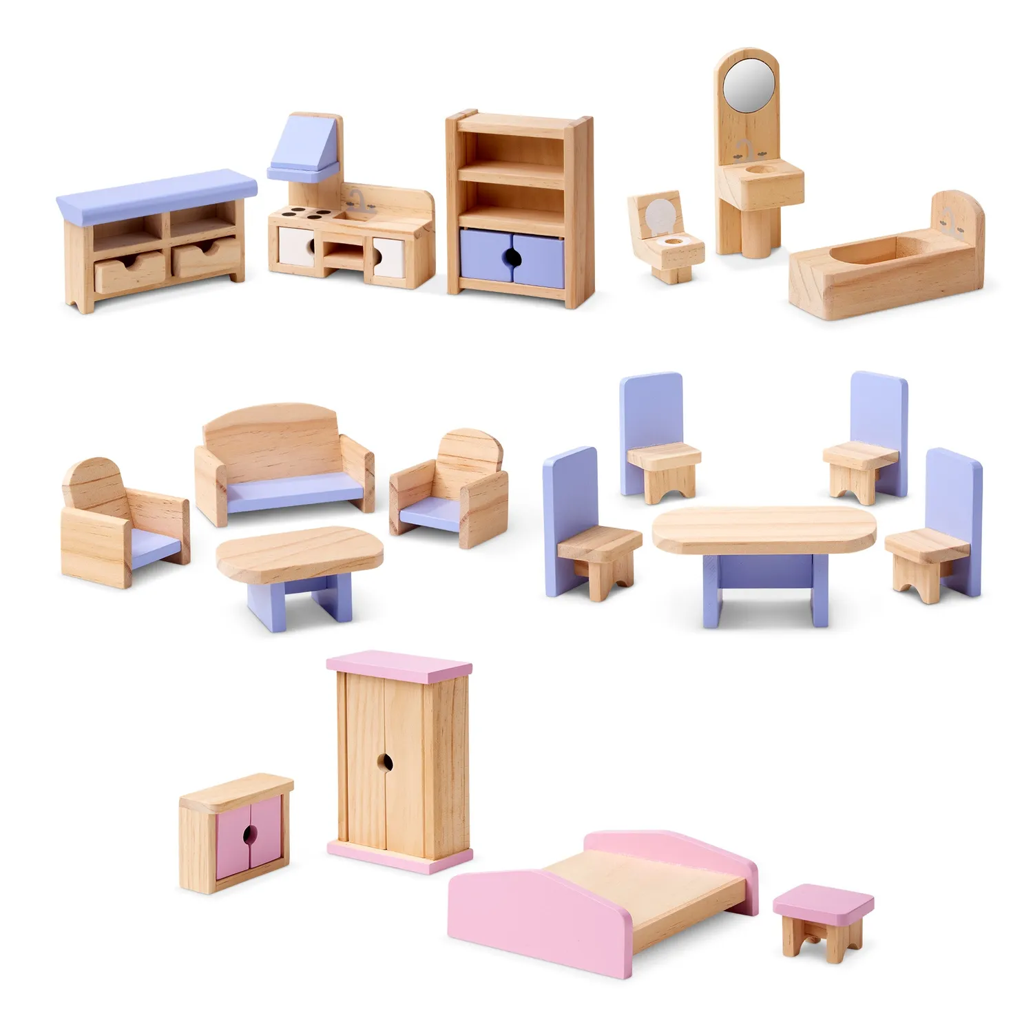 Melissa & Doug Multi-Level houten poppenhuis 3 verdiepingen