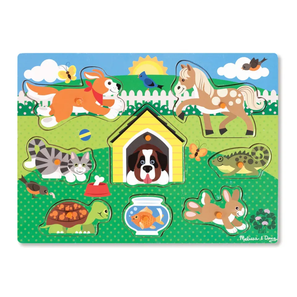 Melissa & Doug Pets knoppuzzel hout 8 stukjes huisdieren