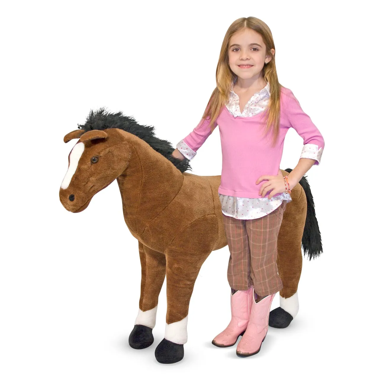 Melissa & Doug Paard knuffel reuze bruin 90 cm