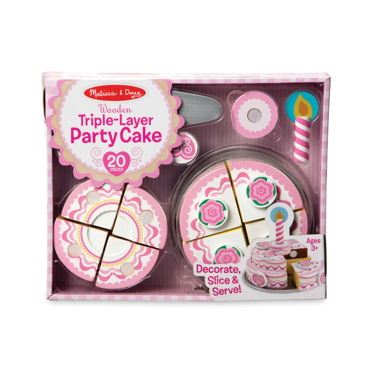 Melissa & Doug Triple-Layer Party Cake houten speelgoedtaart