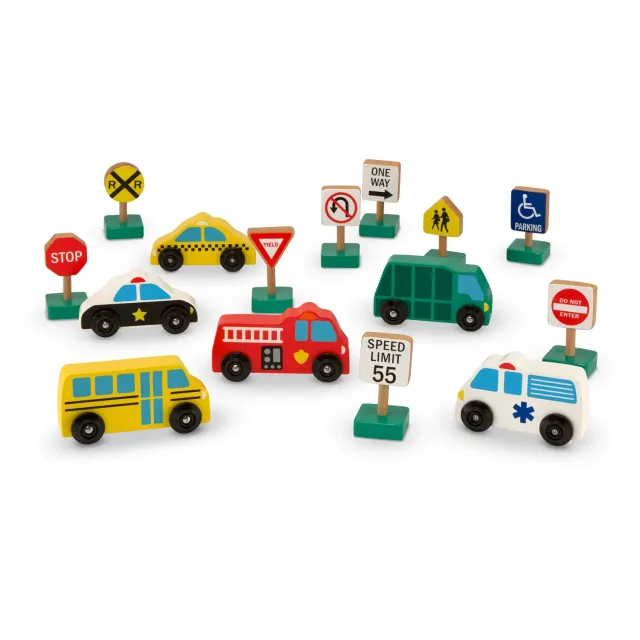 Melissa & Doug Houten Voertuigen en Verkeersborden 15-delig