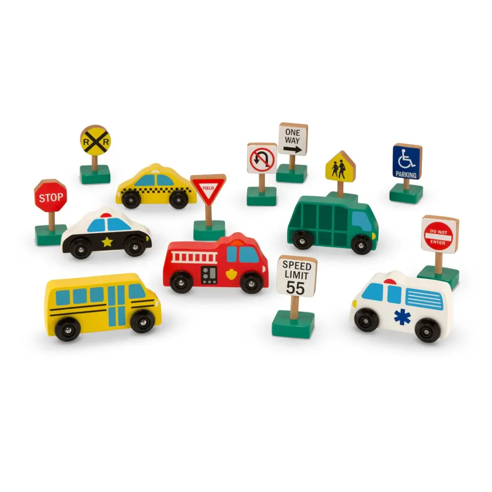 Melissa & Doug Houten Voertuigen en Verkeersborden 15-delig