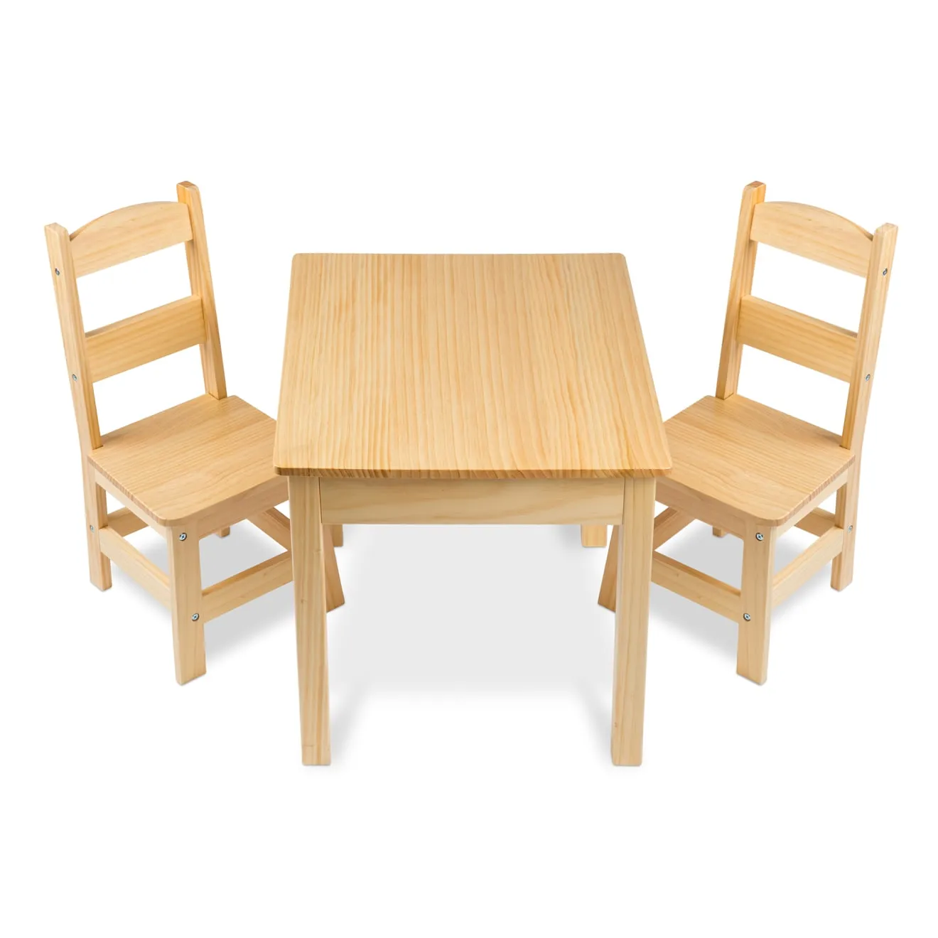 Melissa & Doug Wooden kindertafel met 2 stoelen naturel