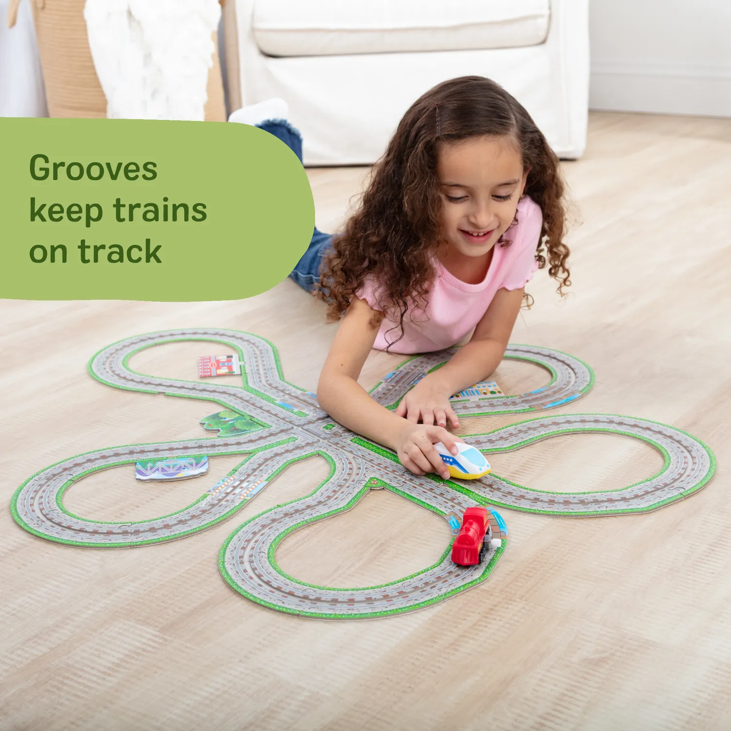 Melissa & Doug Trein vloerpuzzel 48 stuks met 2 treintjes spoor