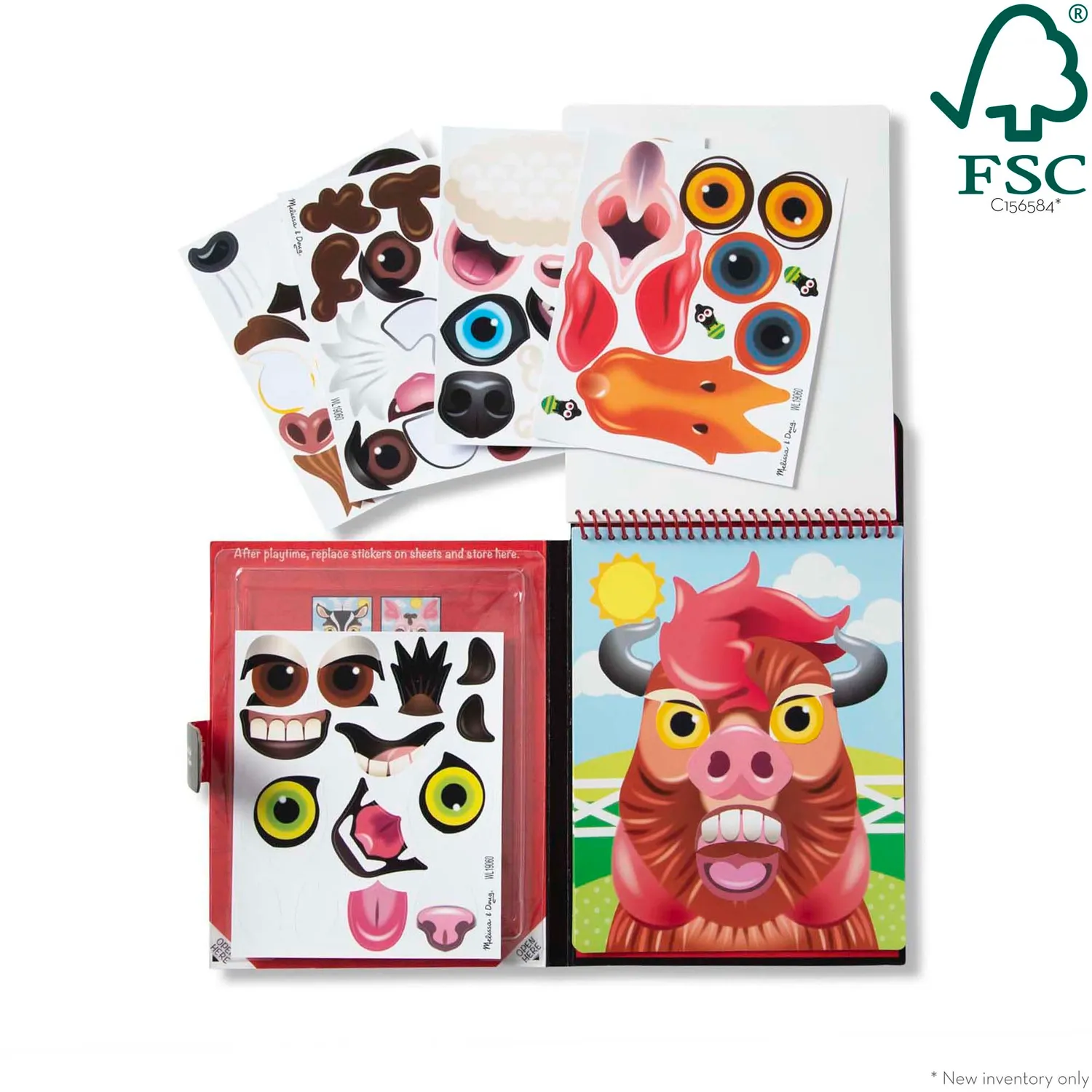 Melissa & Doug Make-a-Face Farm stickerboek 76 herbruikbare stickers