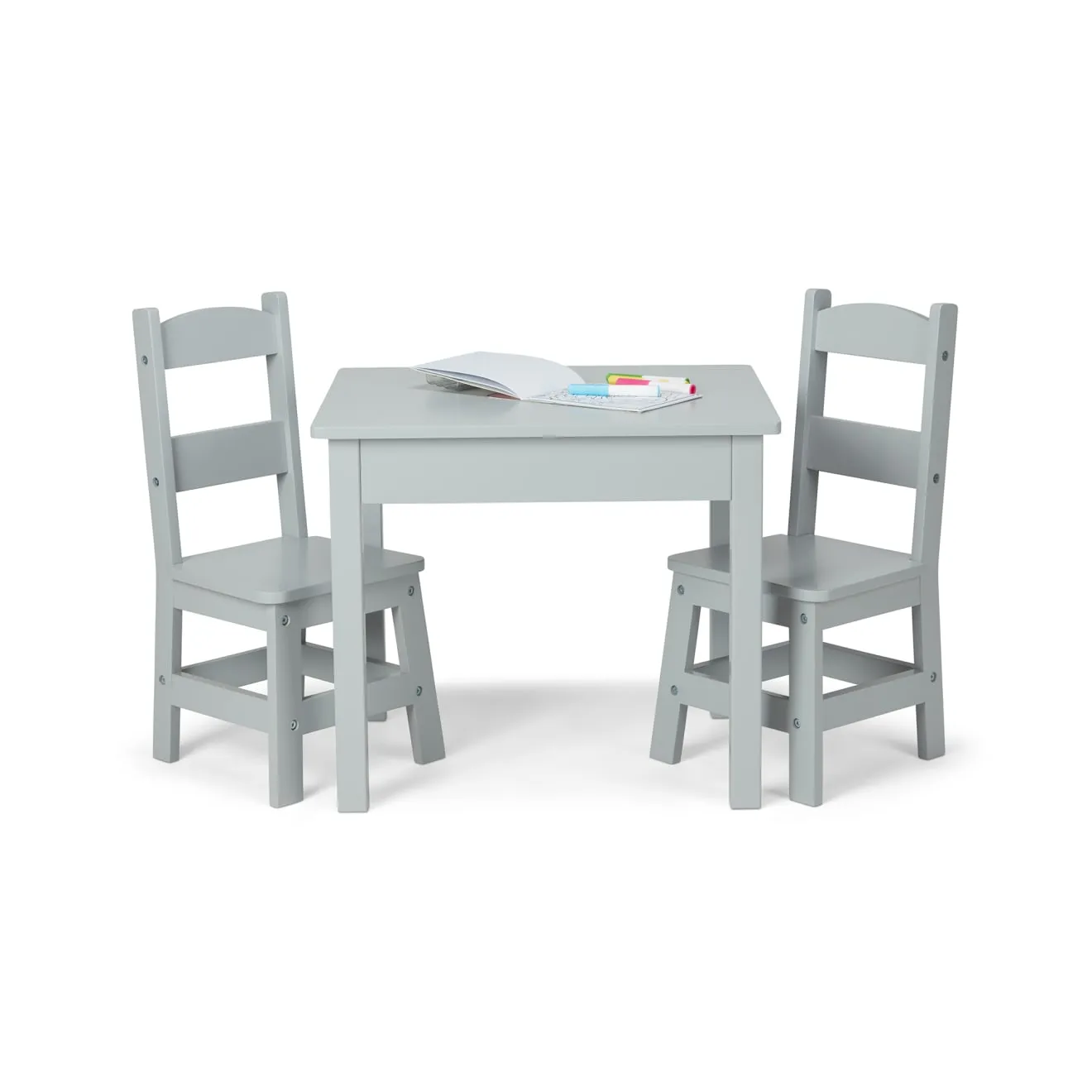Melissa & Doug Wooden Table 2 Chairs kindertafelset grijs
