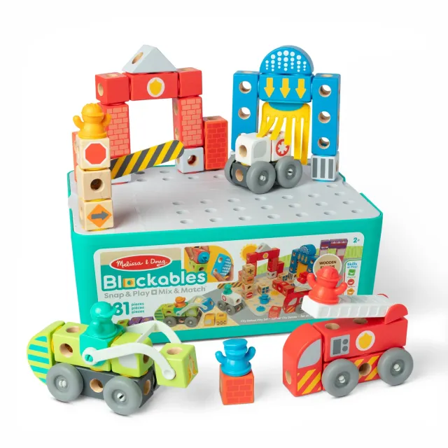 Melissa & Doug Blockables City Deluxe speelset 131-delig houten