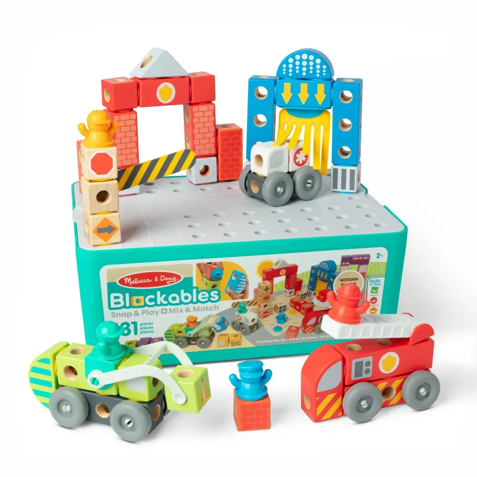 Melissa & Doug Blockables City Deluxe speelset 131-delig houten