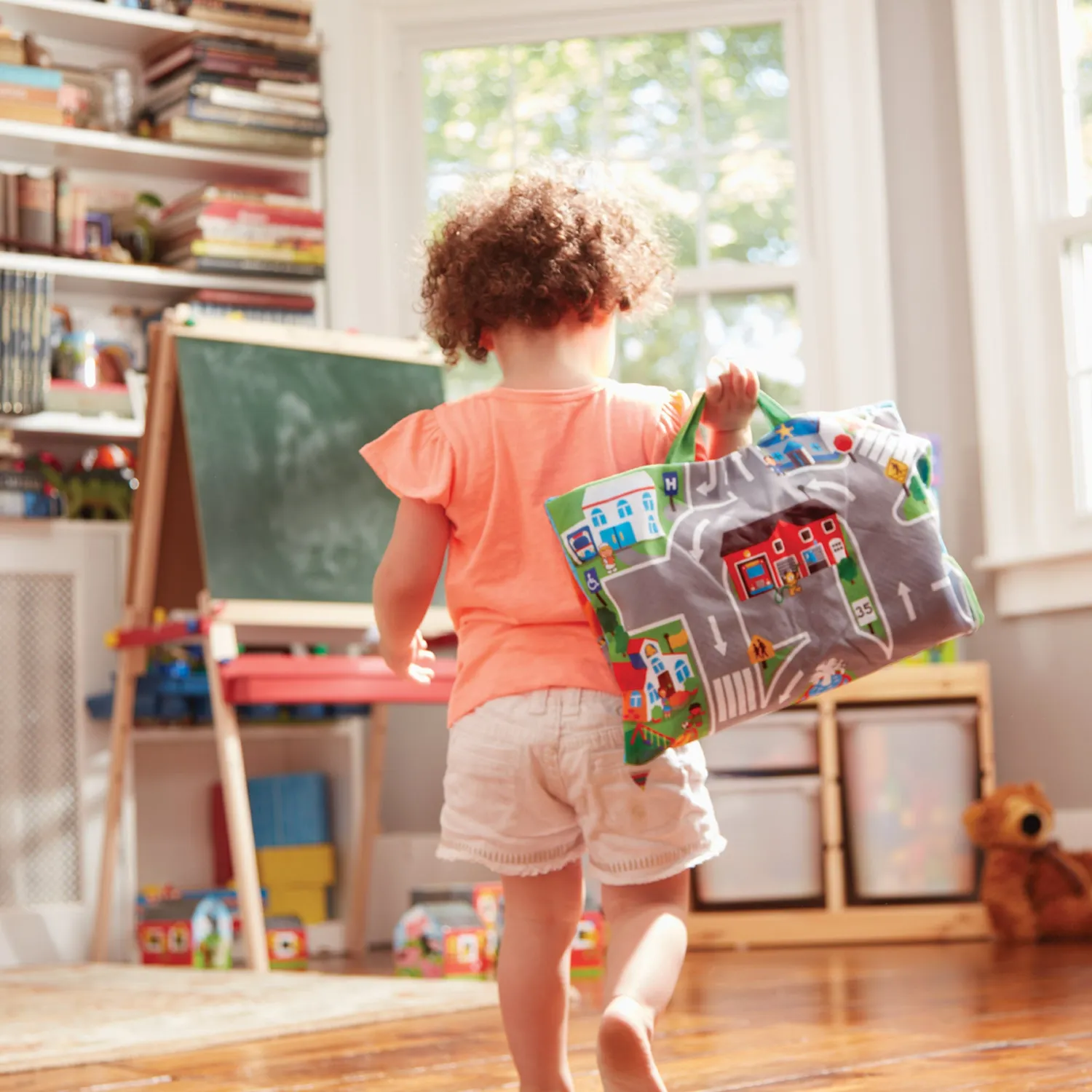 Melissa & Doug Take-Along Town speelkleed met 9 voertuigen