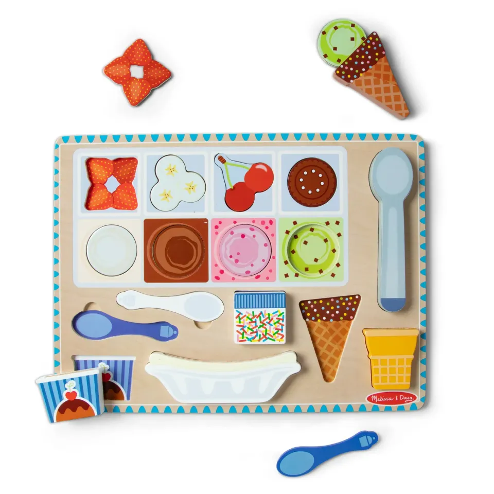 Melissa & Doug Ice Cream magneetpuzzel ijsjes hout 16 stuks