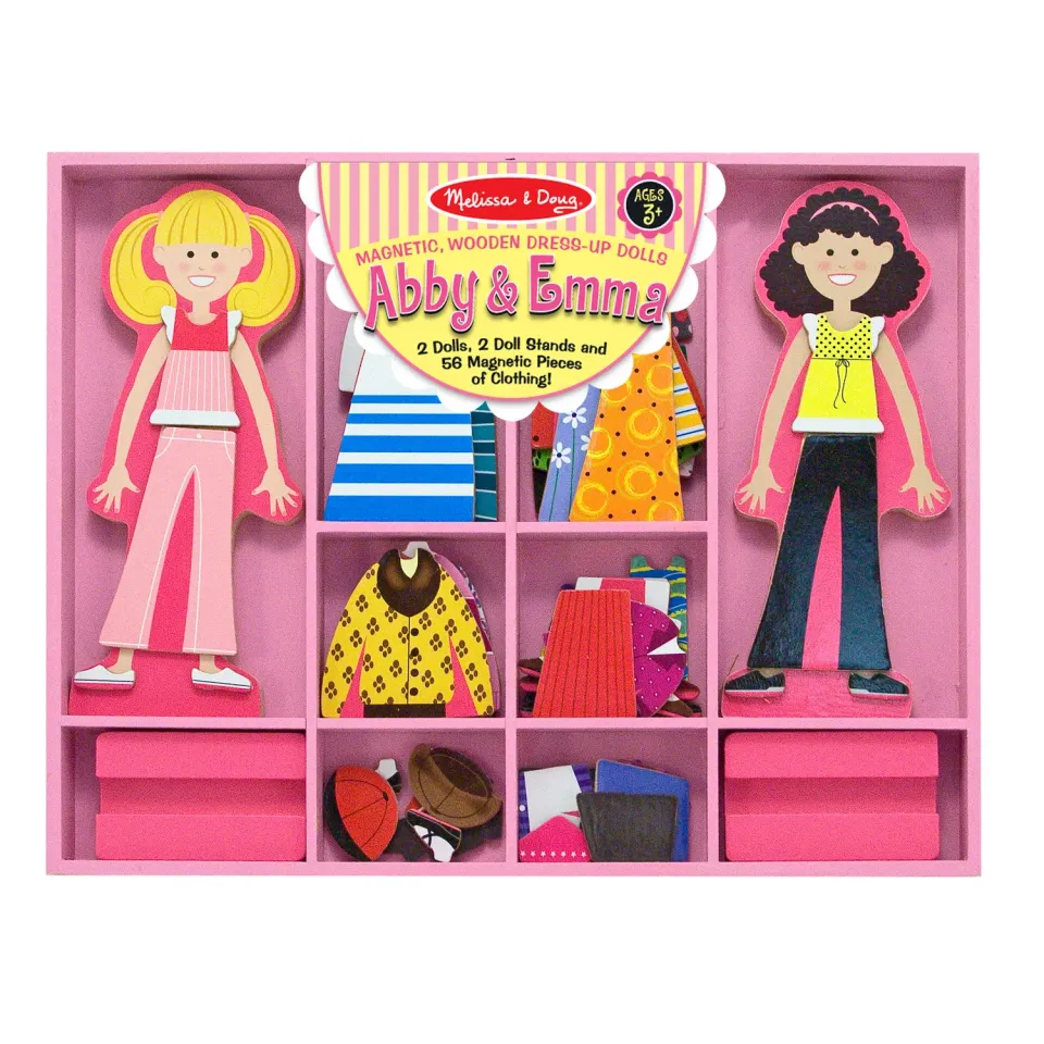 Melissa & Doug Abby & Emma aankleedpoppen magneet 58dlg