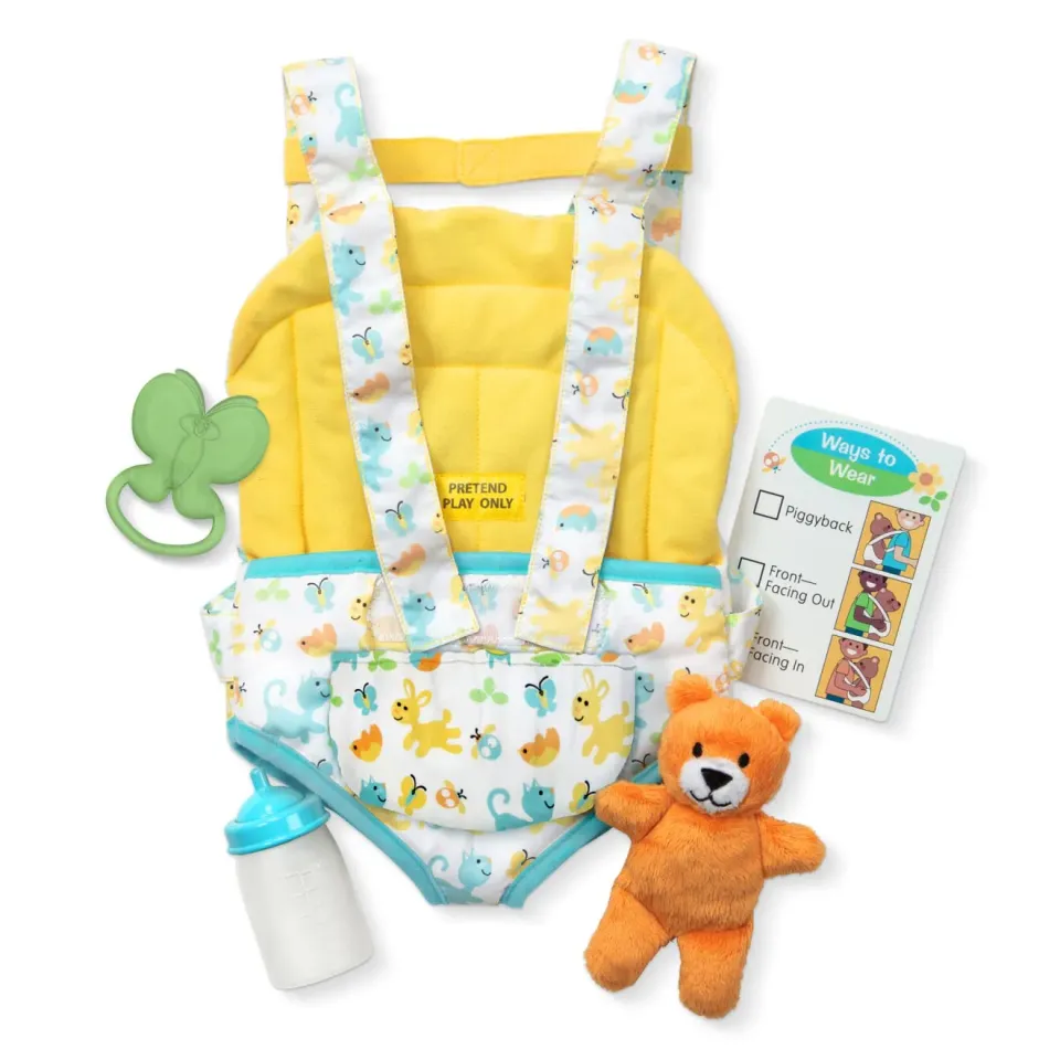 Melissa & Doug Mine to Love draagzak poppenset met knuffel
