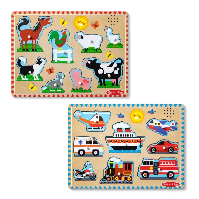 Melissa & Doug geluidspuzzel 2-pack boerderij voertuigen