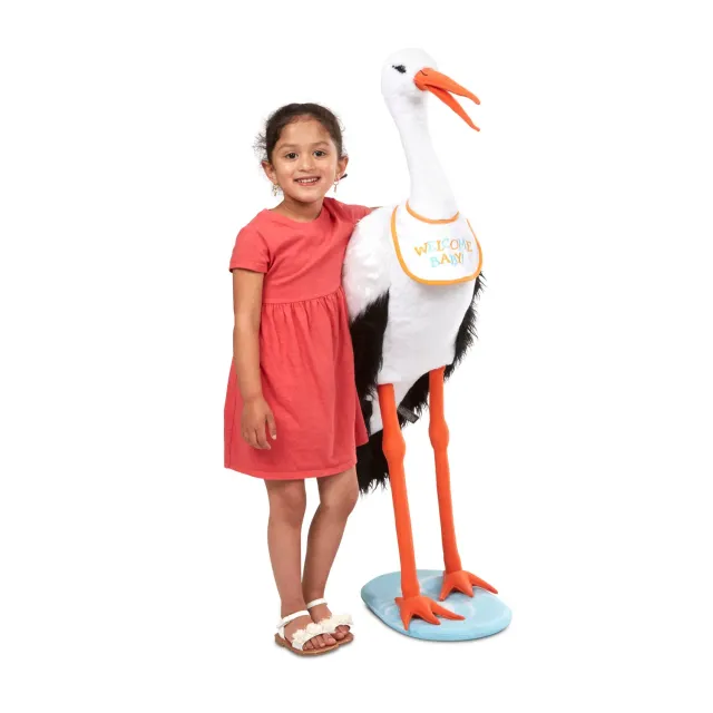 Melissa & Doug Lifelike Plush Stork knuffel 90 cm wit