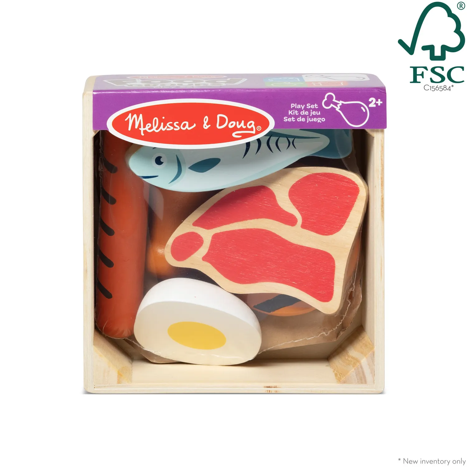Melissa & Doug Wooden Food Groups speelvoedsel proteïne 6-delig hout