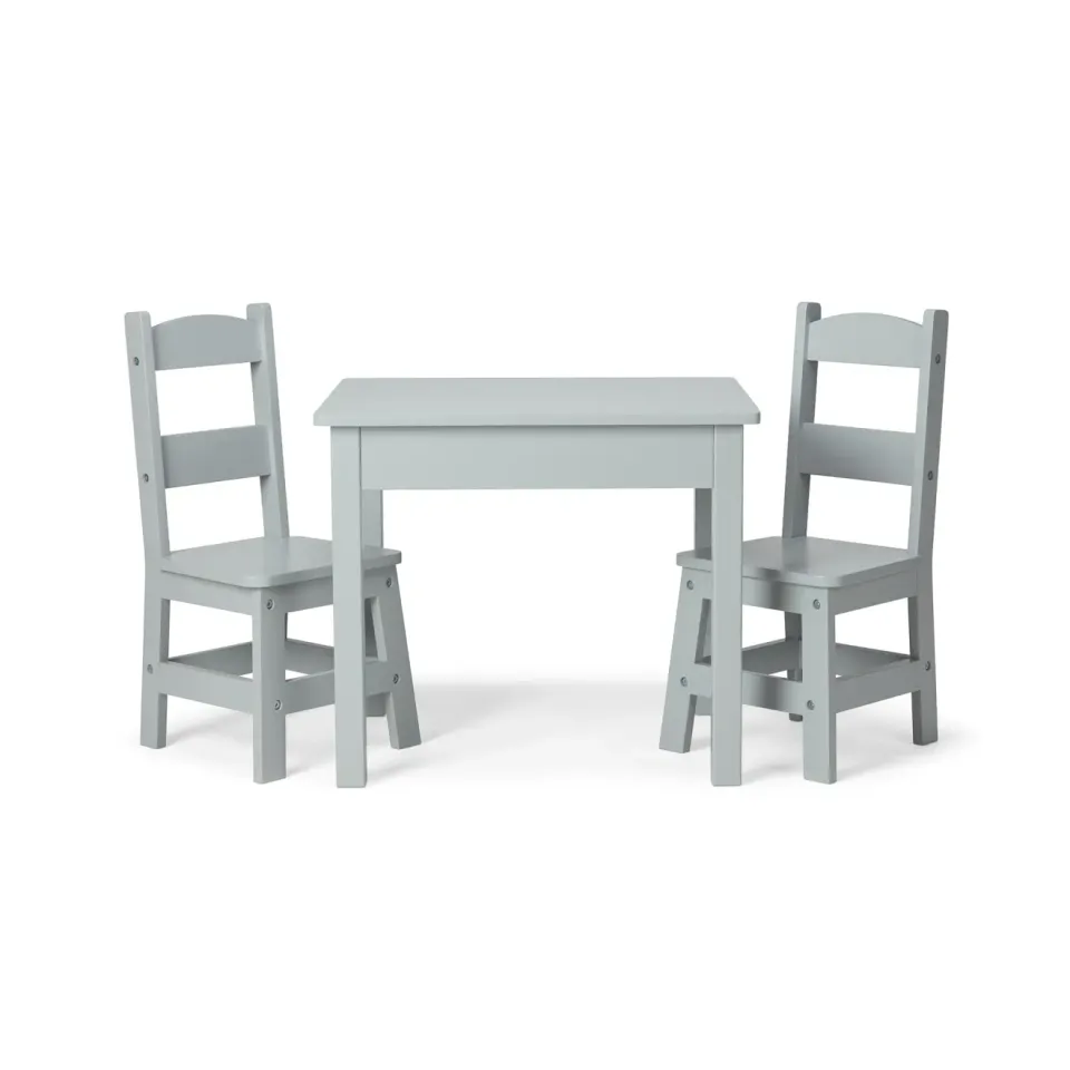 Melissa & Doug Wooden Table 2 Chairs kindertafelset grijs