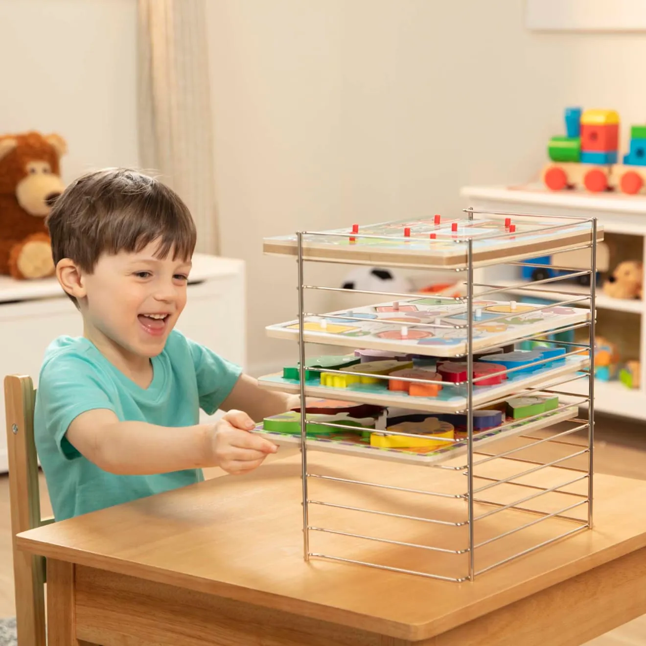 Melissa & Doug Multi-Fit Wire puzzelrek voor 12 puzzels